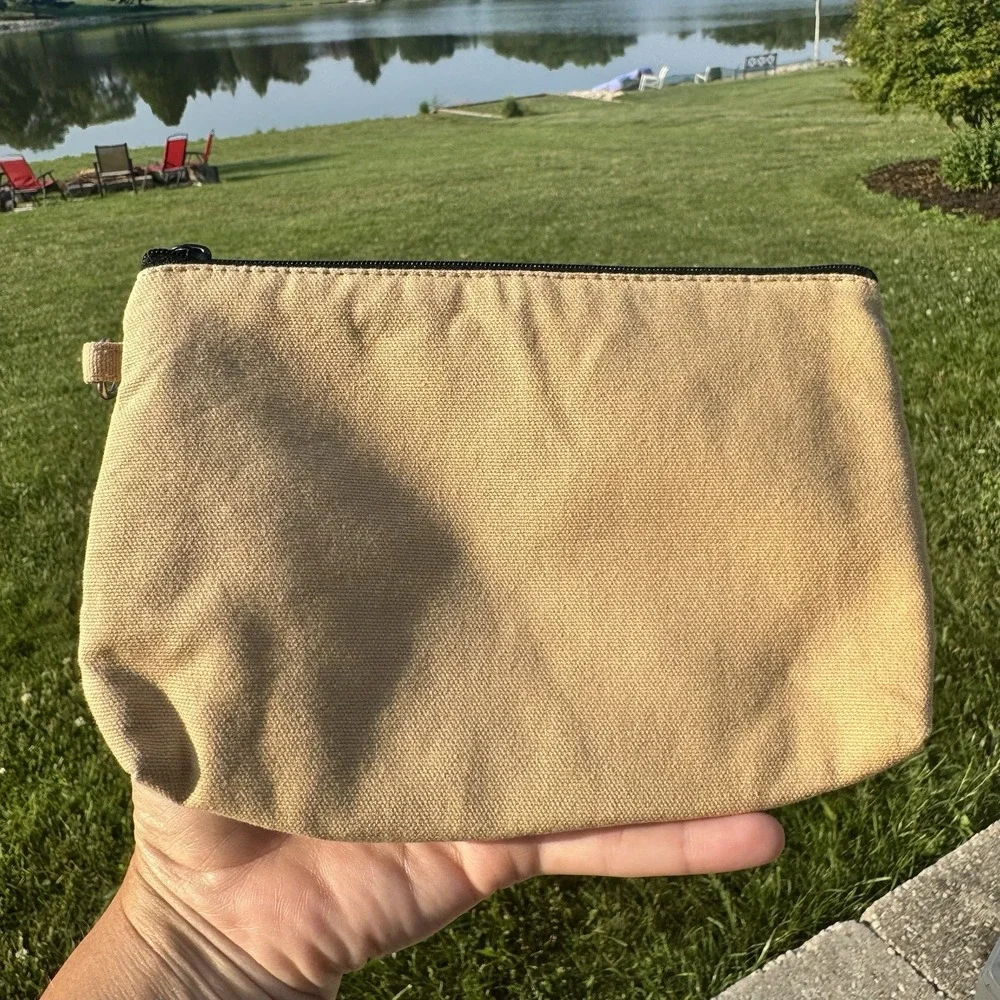 Thirty One 31 Mini Zipper Pouch Tan With Arrows